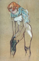 Femme mettant des bas